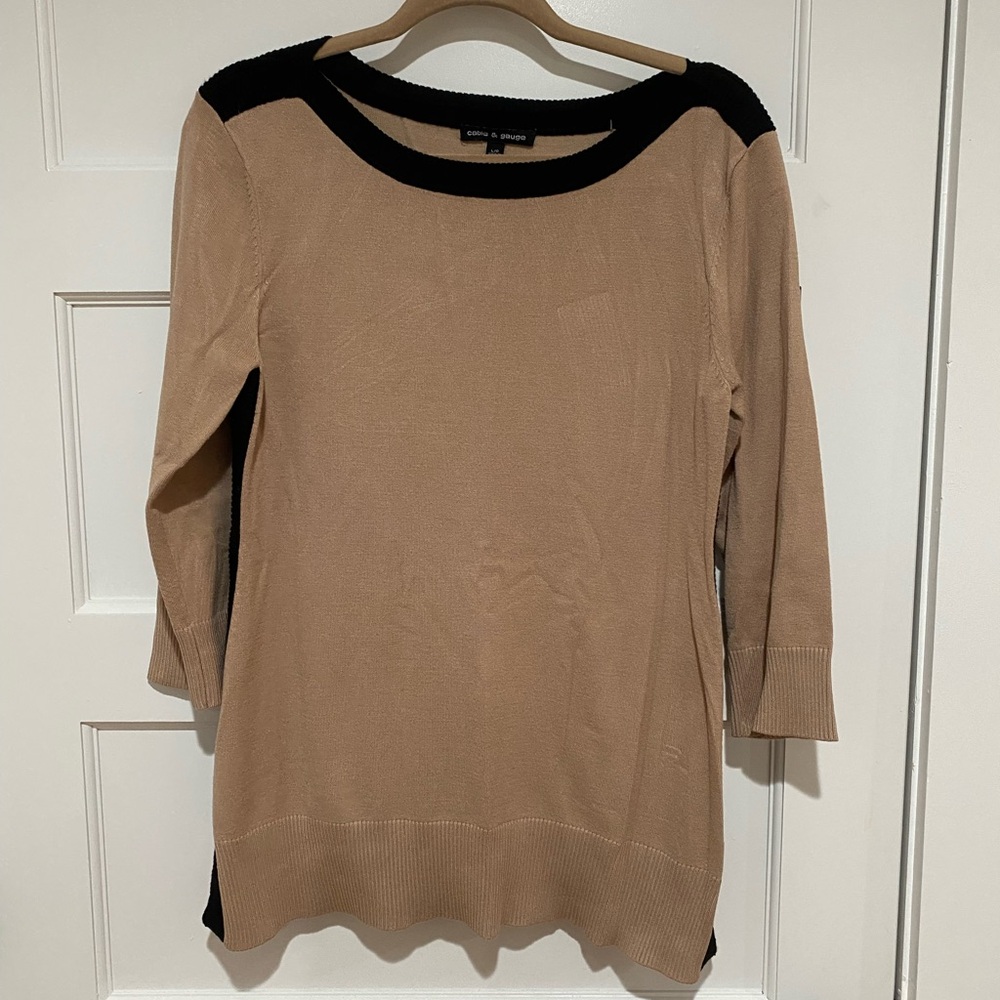 Women's Tan and Black Sweater